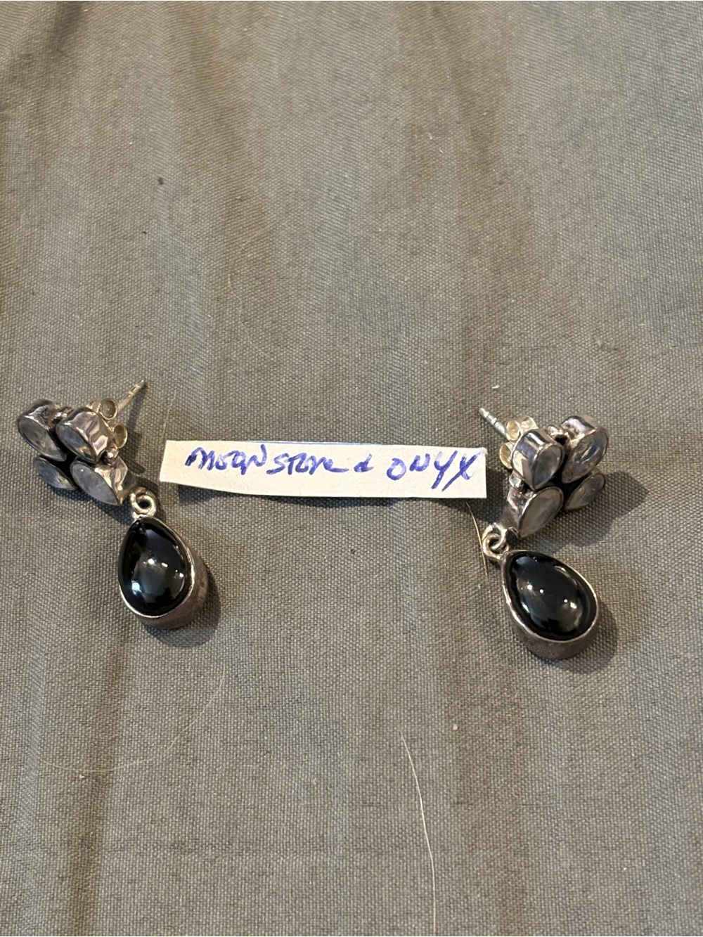 Sterling Silver Black Onyx Teardrop Drop Earrings